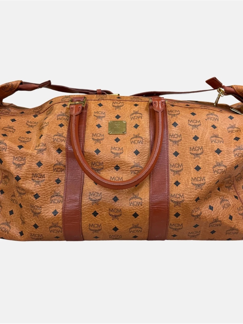 MCM Cognac Visetos Monogram Carryall Duffel